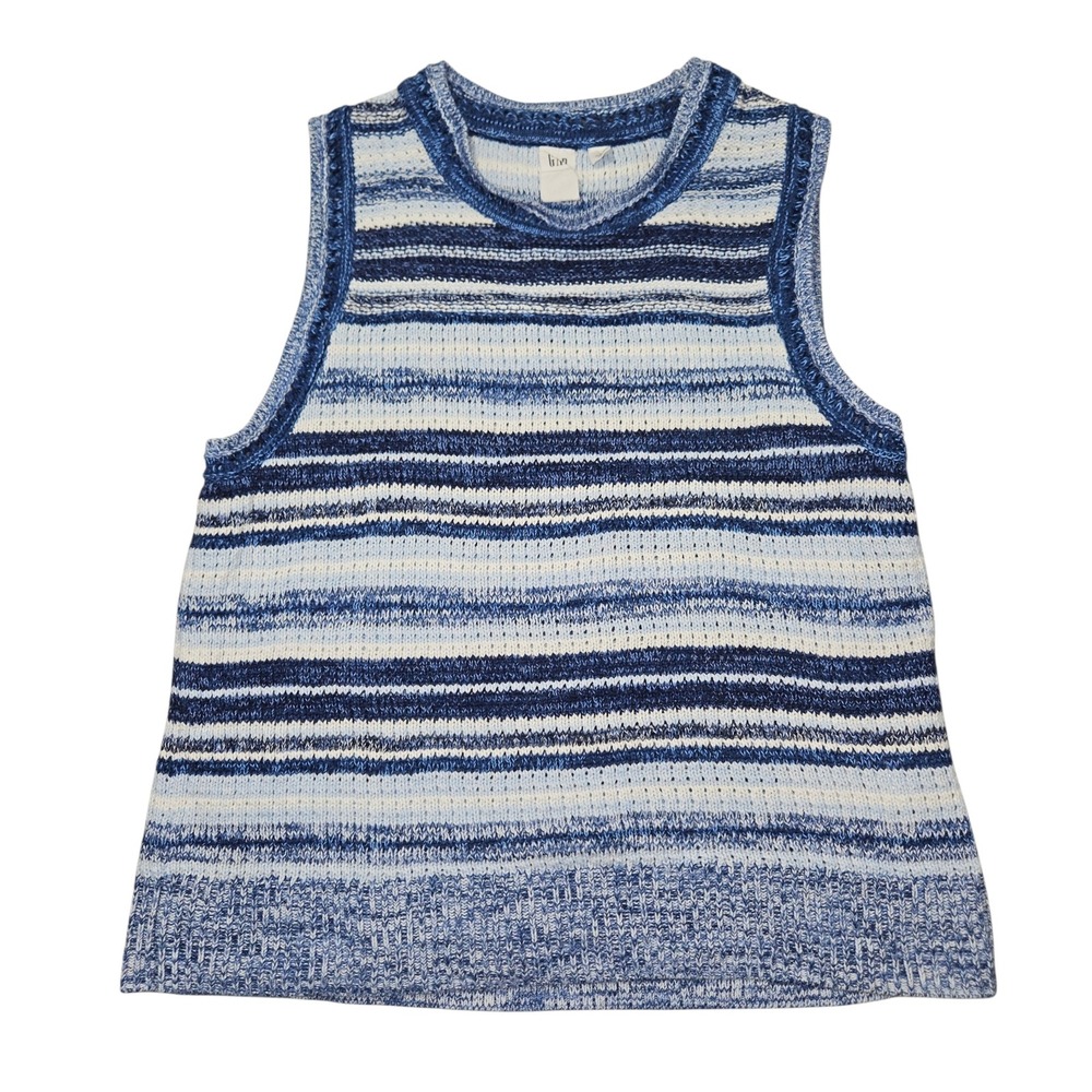 Gap SL High Neck C Blue Marl Striped Sweater Vest Sz S
